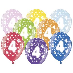 PartyDeco Balónek s číslem 4 narozeninový