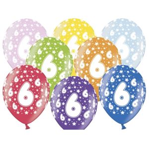PartyDeco Balónek s číslem 6 narozeninový