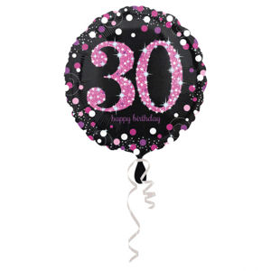 Amscan Fóliový balónek 30 třpytivá růžová