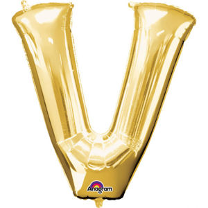 Amscan Mini fóliový balónek písmeno V 33 cm zlatý