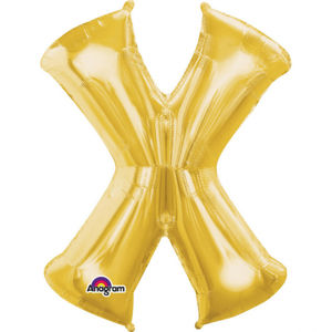 Amscan Mini fóliový balónek písmeno X 33 cm zlatý
