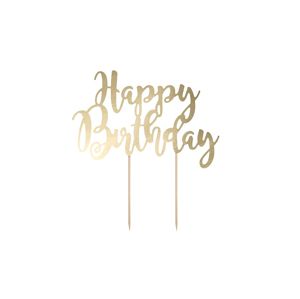 PartyDeco Ozdoba na tortu  "Happy Birthday" - zlatá