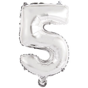 Amscan Mini fóliový balón číslo 5 stříbrný 33 cm