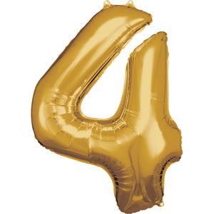 Amscan Balónek fóliový narozeninové číslo 4 - zlatý 86cm
