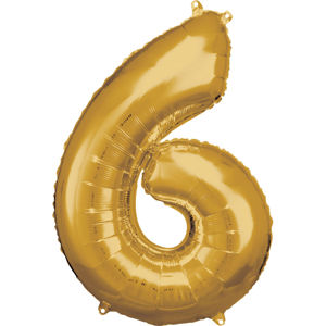 Amscan Balónek fóliový narozeninové číslo 6 - zlatý 86 cm
