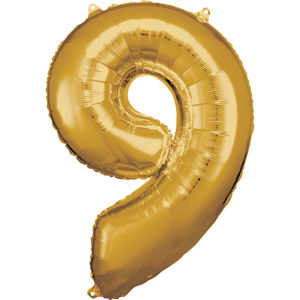 Amscan Balónek fóliový narozeninové číslo 9 - zlatý 86 cm
