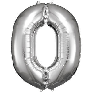 Amscan Balónek fóliový narozeninové číslo 0 - stříbrný 86cm