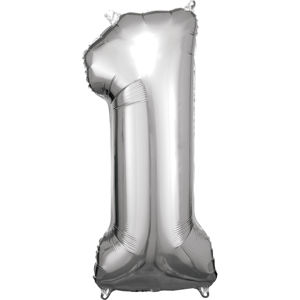 Amscan Balónek fóliový narozeninové číslo 1 - stříbrný 86cm