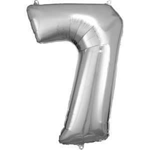 Amscan Balónek fóliový narozeninové číslo 7 - stříbrný 86cm