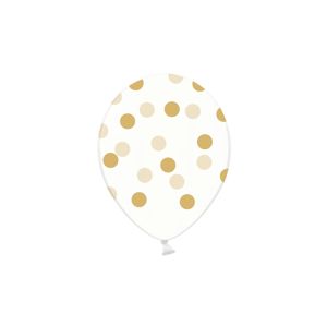 PartyDeco Průsvitný balónek se zlatými tečkami