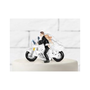 PartyDeco Ozdoba na dort - Novomanželé na motorce
