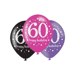 Amscan Latexové balonky 60. narozeniny - růžová party