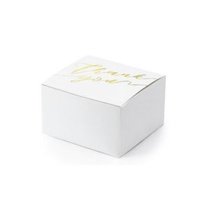 PartyDeco Bílé krabičky na dárek - Děkujeme 10 ks