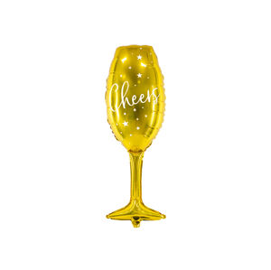 PartyDeco Fóliový balón - Pohár se šampaňským (zlatý)