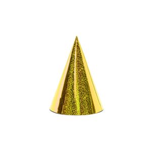 PartyDeco Párty kloboučky - holografické zlaté 6 ks