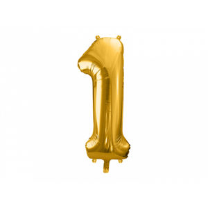 PartyDeco Fóliový balónek narozeninové číslo 1 zlatý 86cm