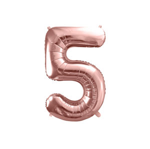 PartyDeco Fóliový balónek narozeninové číslo 5 - růžovo-zlatý