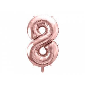 PartyDeco Fóliový balónek narozeninové číslo 8 - růžovo-zlatý