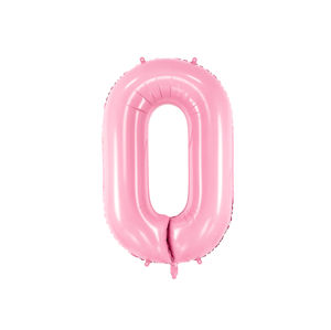 PartyDeco Fóliový balónek narozeninové číslo 0 - růžový 86cm