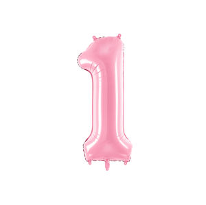 PartyDeco Fóliový balónek narozeninové číslo 1 - růžový 86cm