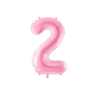 PartyDeco Fóliový balónek narozeninové číslo 2 - růžový 86cm