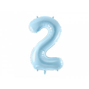PartyDeco Fóliový balónek narozeninové číslo 2 - světlemodrý