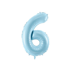 PartyDeco Fóliový balónek narozeninové číslo 6 - světlemodrý