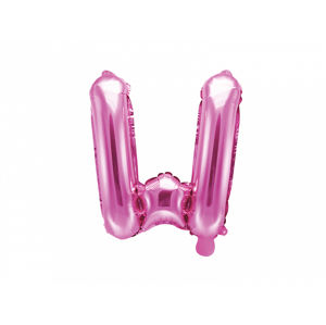 PartyDeco Fóliový balónek Mini - Písmeno W 35cm růžový