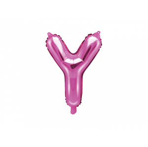 PartyDeco Fóliový balónek Mini - Písmeno Y 35cm růžový