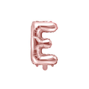 PartyDeco Fóliový balónek Mini - Písmeno E 35cm růžovo-zlatý