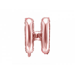 PartyDeco Fóliový balónek Mini - Písmeno H 35cm růžovo-zlatý