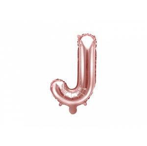 PartyDeco Fóliový balónek Mini - Písmeno J 35cm růžovo-zlatý