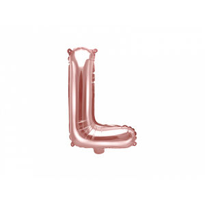 PartyDeco Fóliový balónek Mini - Písmeno L 35cm růžovo-zlatý