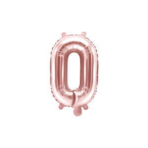 PartyDeco Fóliový balónek Mini - Písmeno O 35cm růžovo-zlatý