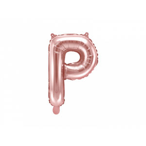 PartyDeco Fóliový balónek Mini - Písmeno P 35cm růžovo-zlatý
