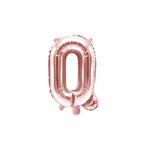PartyDeco Fóliový balónek Mini - Písmeno Q 35cm růžovo-zlatý