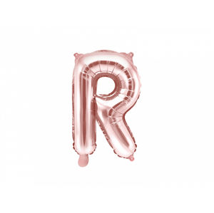 PartyDeco Fóliový balónek Mini - Písmeno R 35cm růžovo-zlatý