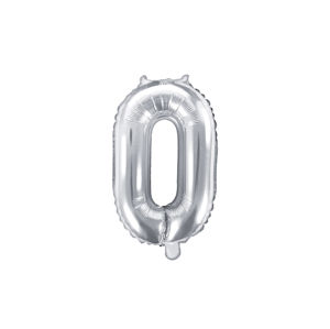 PartyDeco Fóliový balónek Mini - Číslo 0 stříbrný 35cm