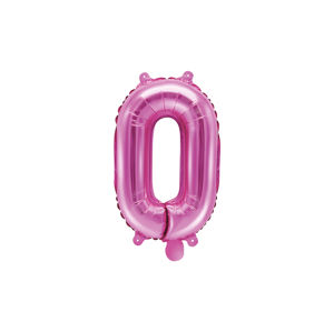 PartyDeco Fóliový balónek Mini - Číslo 0 růžový 35cm