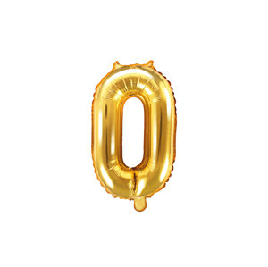 PartyDeco Fóliový balónek Mini - Číslo 0 zlatý 35cm