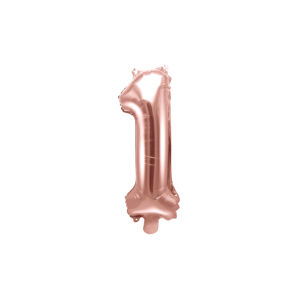 PartyDeco Fóliový balónek Mini - Číslo 1 růžovo-zlatý 35cm