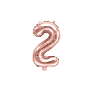 PartyDeco Fóliový balónek Mini - Číslo 2 růžovo-zlatý 35cm