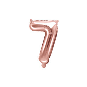 PartyDeco Fóliový balónek Mini - Číslo 7 růžovo-zlatý 35cm