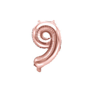 PartyDeco Fóliový balónek Mini - Číslo 9 růžovo-zlatý 35cm