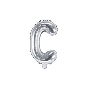 PartyDeco Fóliový balónek Mini - Písmeno C stříbrný 35cm
