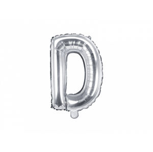 PartyDeco Fóliový balónek Mini - Písmeno D stříbrný 35cm