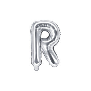 PartyDeco Fóliový balónek Mini - Písmeno R stříbrný 35cm