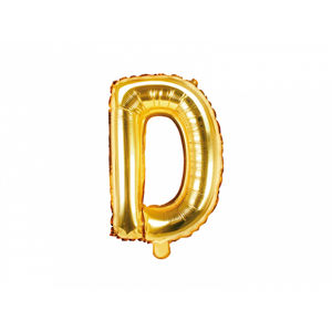 PartyDeco Fóliový balónek Mini - Písmeno D zlatý 35cm