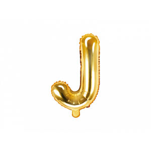 PartyDeco Fóliový balónek Mini - Písmeno J zlatý 35cm