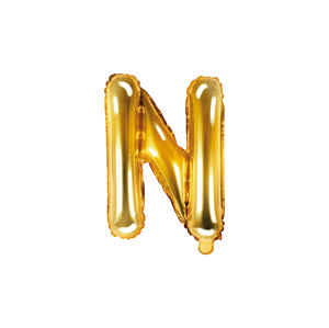 PartyDeco Fóliový balónek Mini - Písmeno N zlatý 35cm